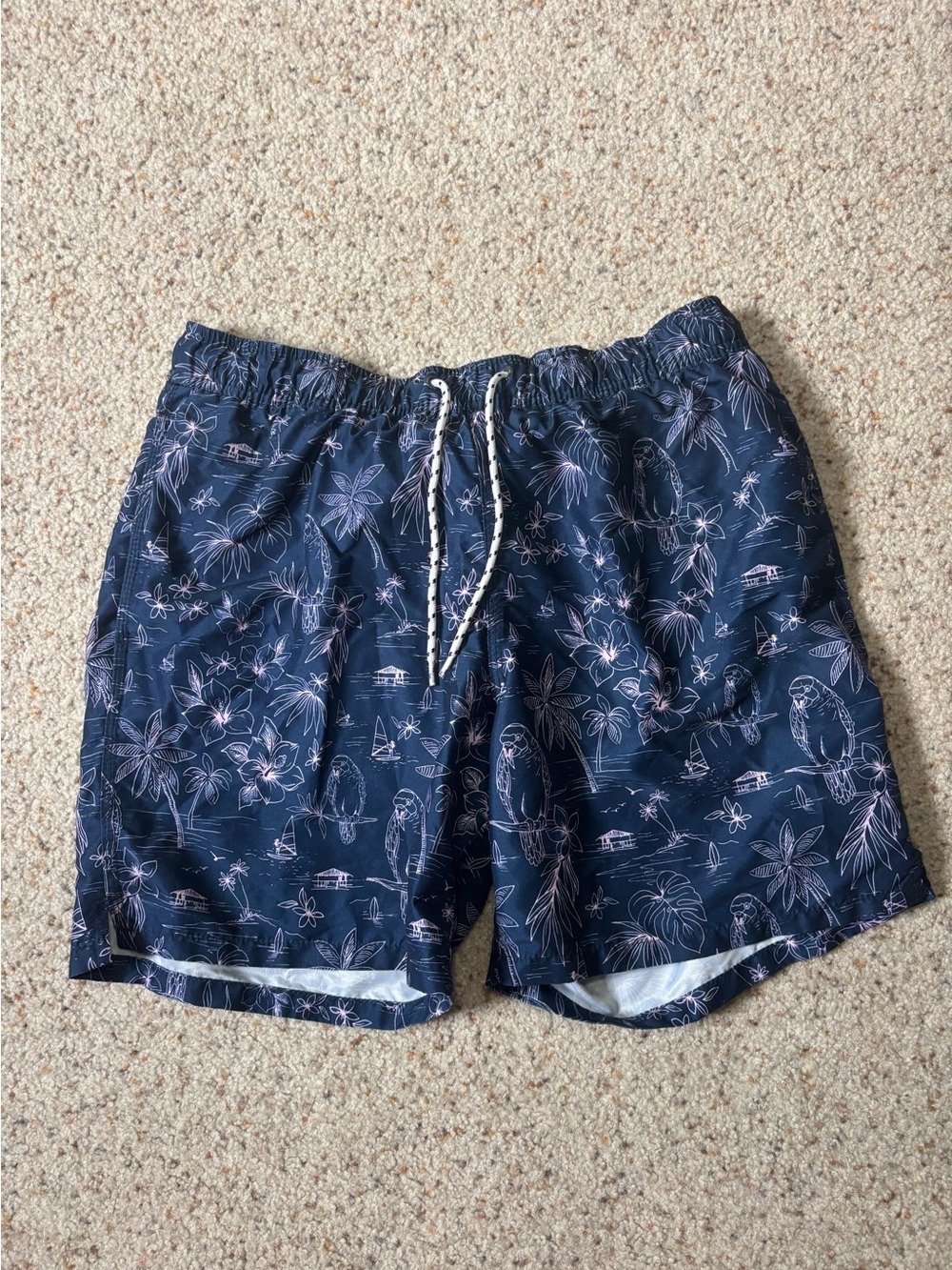Men's Navy Floral Swim Trunks